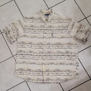 Columbia Beige Shark Pattern Casual Shirt